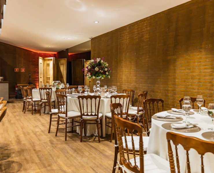 decorated tables for wedding in restaurant